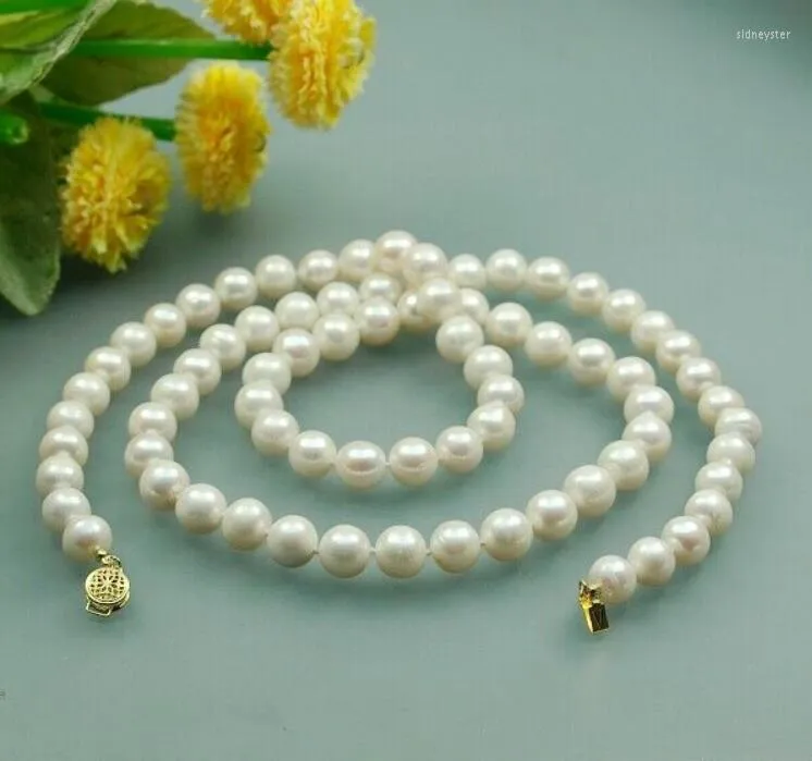 Collier ras du cou en perles d'eau douce naturelles blanches de 8 à 9 mm pour femme, 35" et 50"_voghion.com