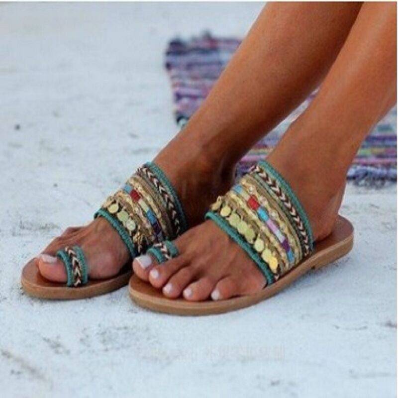 Women's fashion handmade open-toed flat sandals_voghion.com