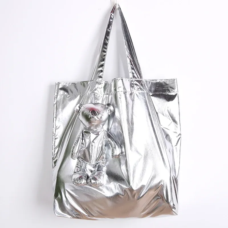 ECO Sier Coated Bear Filling Waterproof Tote High-Quality Reusable Grocery High Capacity Cotton Bag Shopping Bag_voghion.com