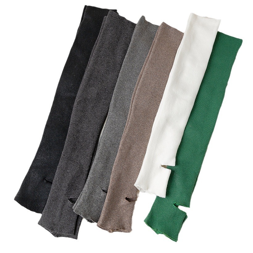Wool cashmere yoga socks leg warmers foot thin vertical bar solid color simple warm foot cover autumn and winter_voghion.com
