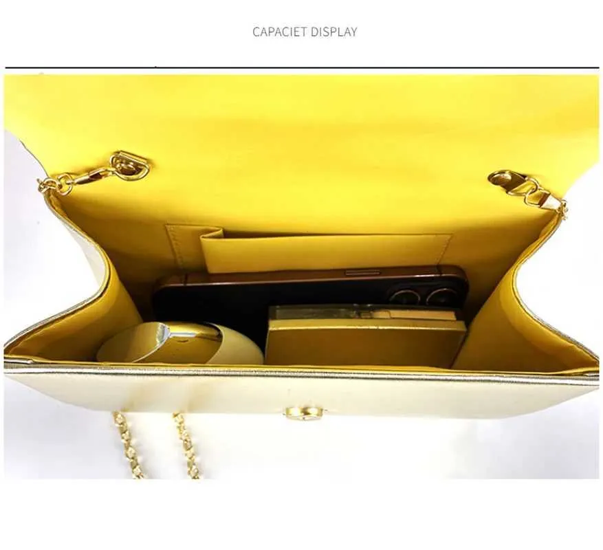 Exquisite Evening Clutch Shiny Leather Envelope Chain Cross Body Bag Womens Party Wallet Y241019_voghion.com