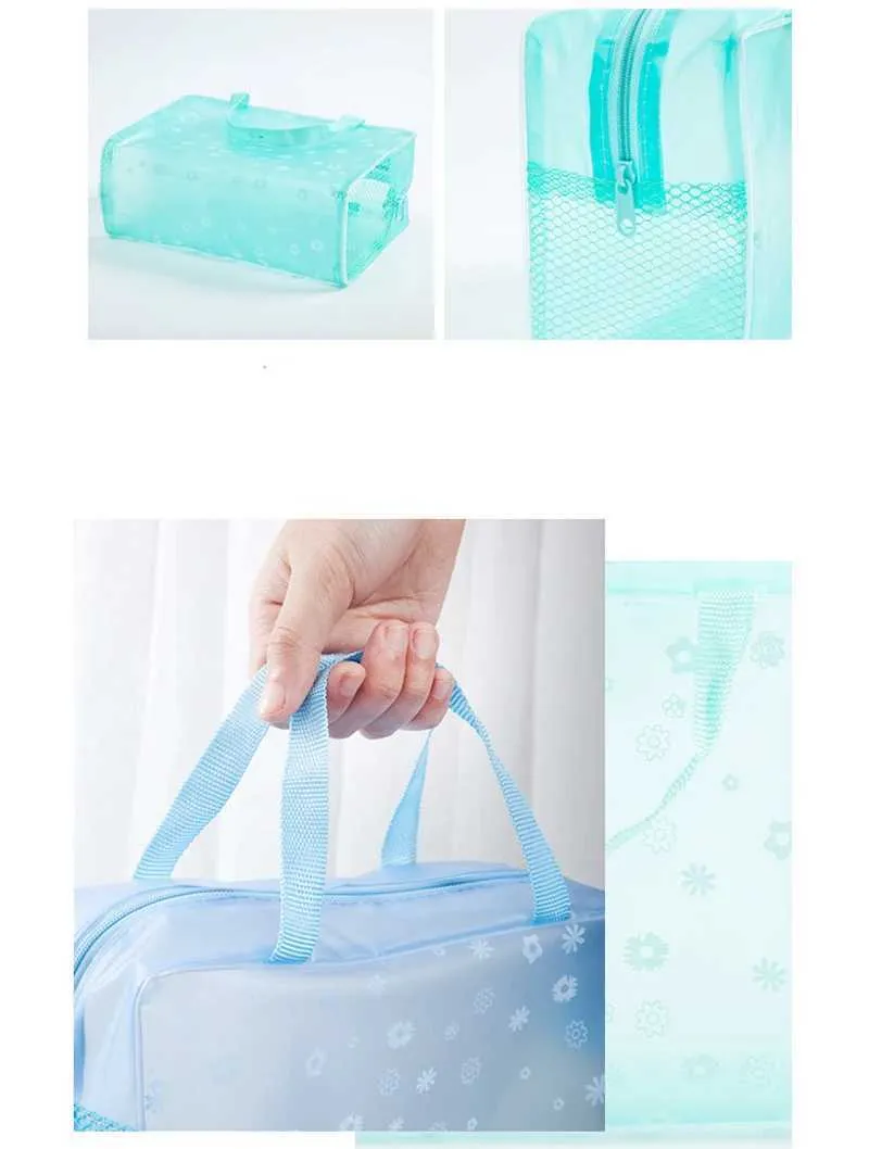 1 Stück PVC Damen transparente wasserdichte Reißverschluss Beauty-Box Reise Make-up Tasche Handtasche Y241023_voghion.com