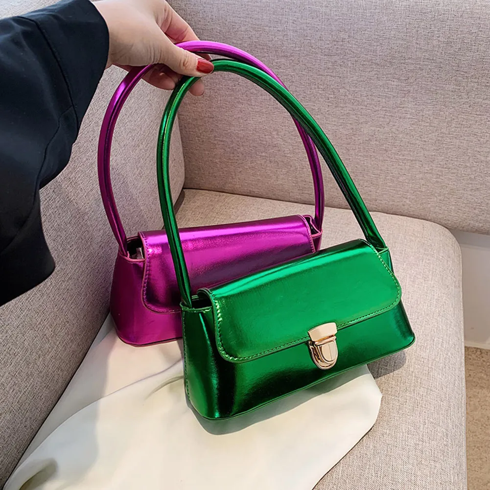 Handtassen voor dames, eenvoudige handtassen met handvat, Franse tote, elegante glanzende oksel, schoudertas van PU-leer voor dames_voghion.com