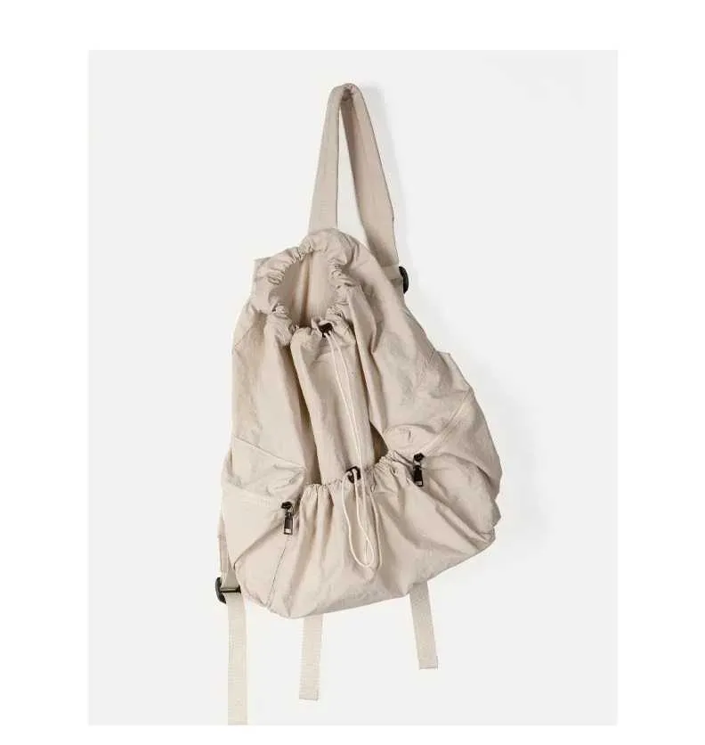 Fashionable Women's Nylon Drawstring Backpack Casual Travel Bag_voghion.com