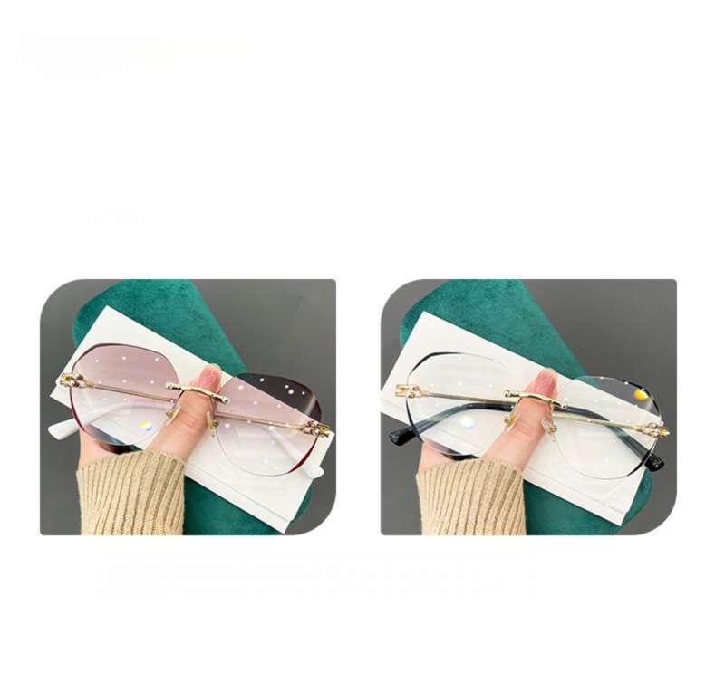 Neu Sonnenschutz Anti-blau Licht Mode Randlose Polygonal High-definition PC Hang Presbyope_voghion.com