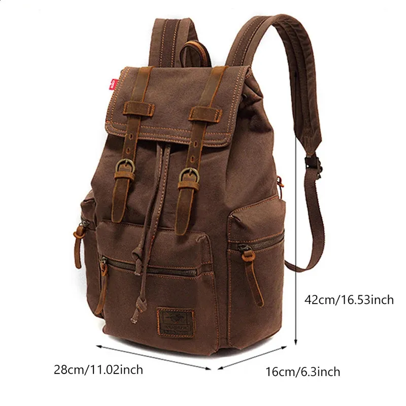 Fashion Vintage Canvas Backpack School Mens Bags Large Capacity Travel Laptop Retro Bag Drop 240730_voghion.com