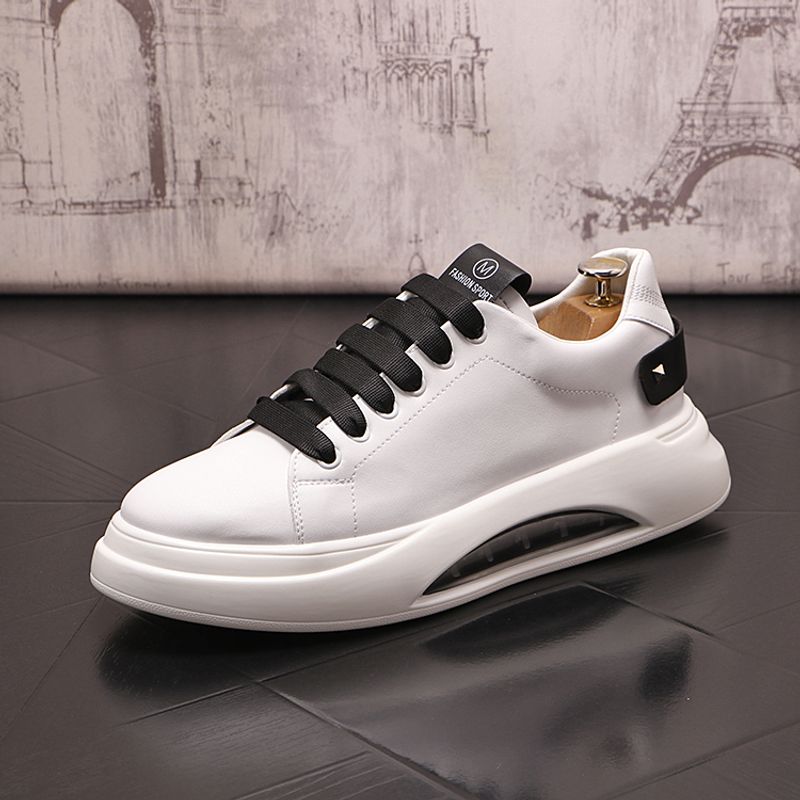 Atmungsaktive weiße lässige koreanische Ausgabe trendige Schnürschuhe Sommer neue hohe Herrensportschuhe_voghion.com