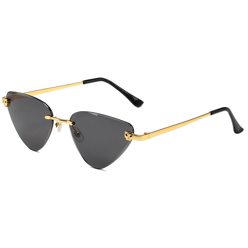 Leopard frameless new fashionable wave leg personalized sunglasses, trendy street photo sunglasses_voghion.com