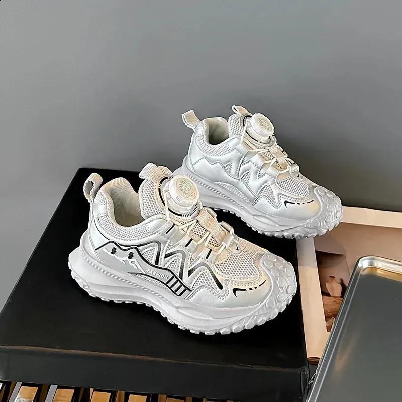 Dziecięce sportowe buty dla chłopców antypoślizgowe PU dziewczęce do koszykówki modne skórzane buty dziecięce krótkie i grube do szkoły tenisowej_voghion.com