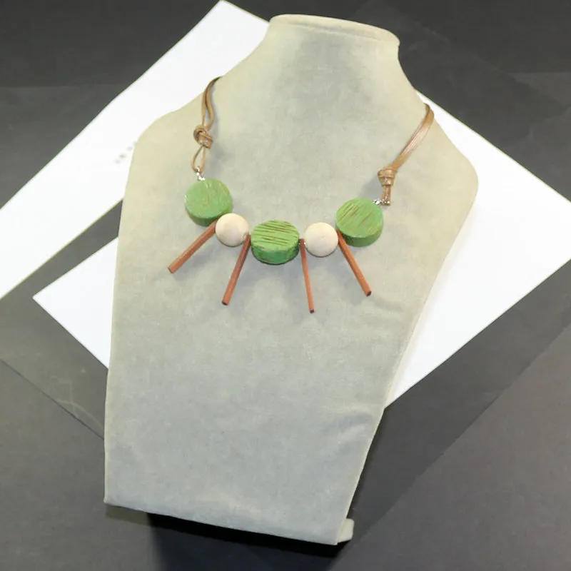 Kulonu kaklarotas Vintage apļa koka stieņa sievietēm apaļas, masīvas koka pērlītes, Drop Store rotaslietu virves ķēde Boho Bling_voghion.com