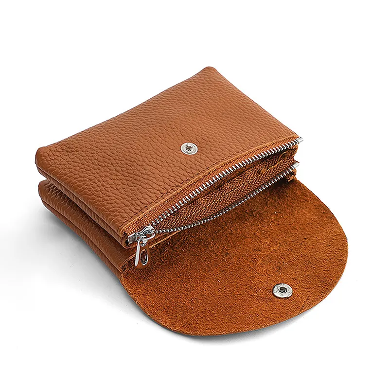 Cowhide Women's Small Purses Fashion Female Short Coin Wallets Pouch Handbag For Girls Card Holder Money Bag_voghion.com