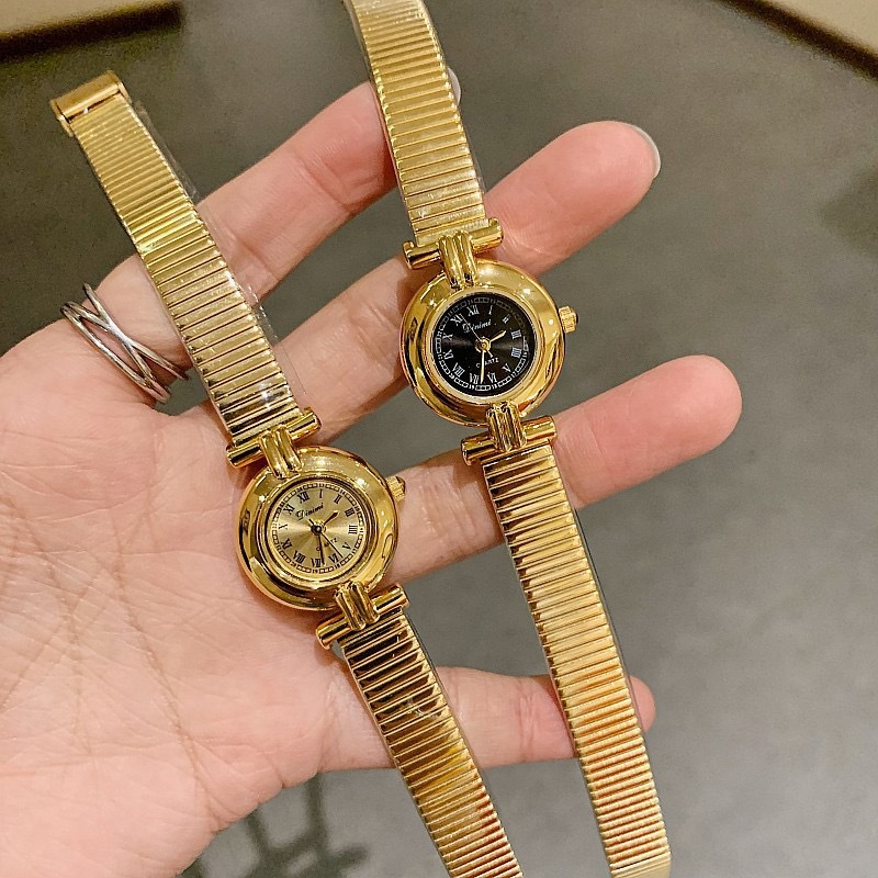Timmys Damenuhr im antiken Stil mit Bambus-Netzarmband, exquisitem kleinem Zifferblatt und modischer und minimalistischer römischer Skala_voghion.com