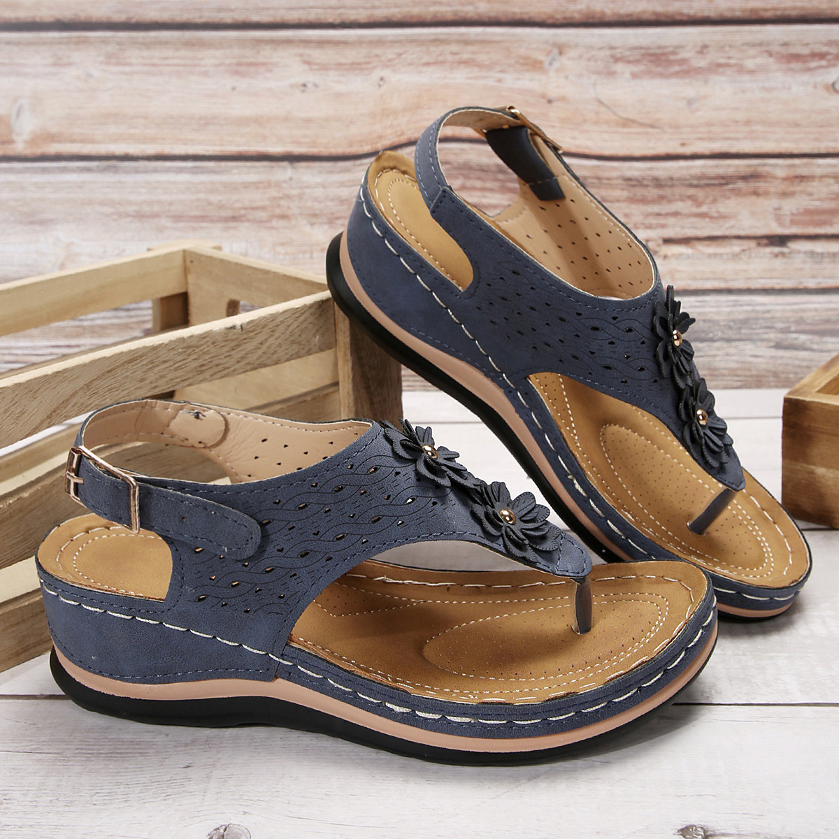 Flat Sandals For Women Herringbone Style Summer Rubber Sole_voghion.com