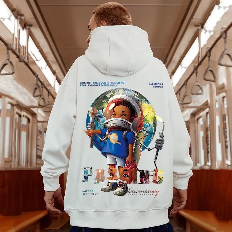 High Street Hip Hop marque de mode hommes Instagram à la mode astronaute grande taille Fat Up hiver pull haut_voghion.com