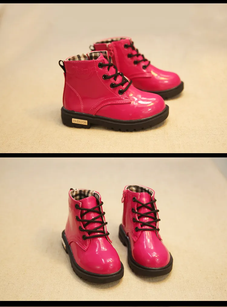 Botas de piel sintética antideslizantes para niño y niña, botines de otoño e invierno, talla 21_voghion.com