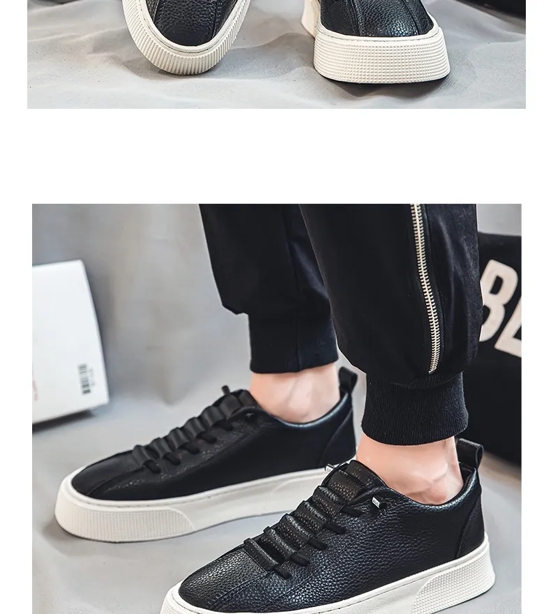 Uomo Classiche Sneakers Bianche Casual Morbide in Pelle con Lacci Moda Uomo Scarpe da Passeggio all'Aperto Scarpe da Ginnastica Maschili_voghion.com