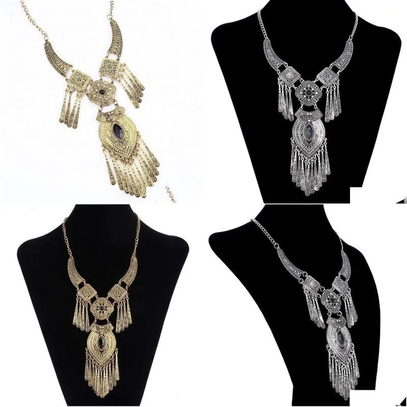 Colares com pingentes 2024 Moda Gypsy Collares Gargantilha Colar boêmio Collier Femme Jóias Declaração Vintage Mulheres_voghion.com