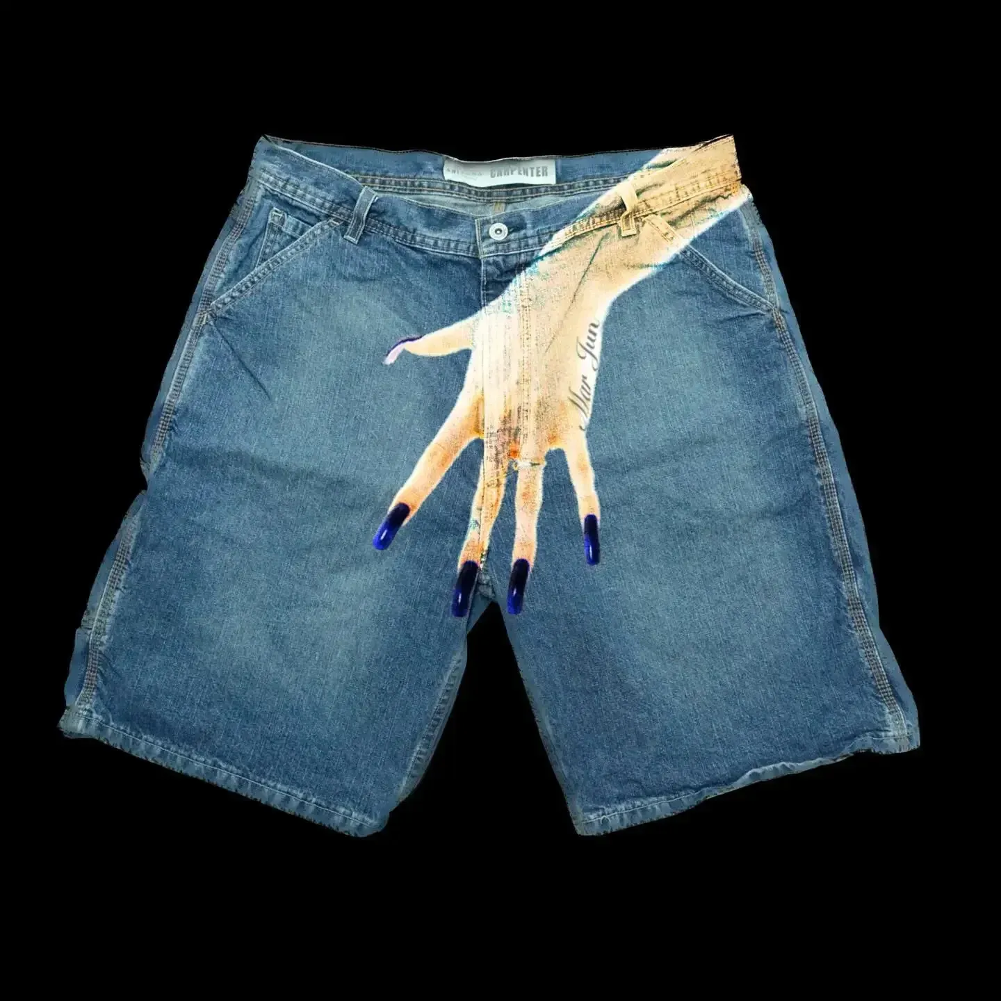 Pantaloni da ginnastica Haruku Y2K in denim largo con stampa di palme blu vintage da uomo, pantaloni da tuta streetwear gotici con grafica da uomo_voghion.com
