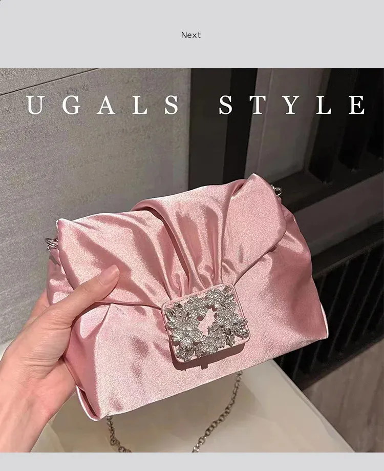 Elegante borsa da sera in raso pochette e borsa a tracolla_voghion.com