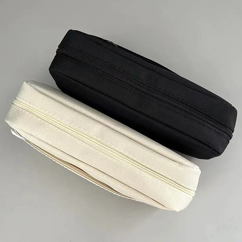 Trousse à crayons noire mignonne et mignonne, trousse à crayons pour étudiants, grande trousse de fournitures scolaires, trousse à crayons_voghion.com