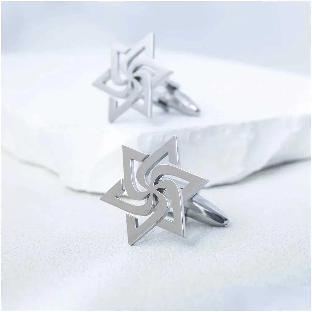 Gemelli stella a spirale da uomo in acciaio inox stile retro_voghion.com