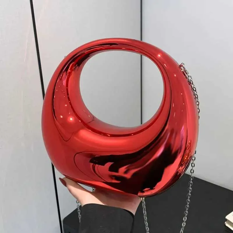 Žene zlatne akrilne polumjesečaste torbe s polumjesecom, okrugle ručke, PVC torbe za zglob, personalizirane torbe_voghion.com