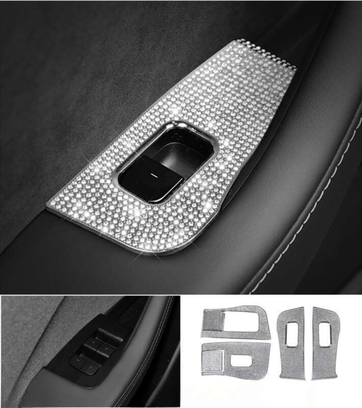 Potrivit pentru modificările interioare ale modelului Tesla, volan, mâner ușă, autocolant decorativ cu diamant pentru sigla mașinii_voghion.com