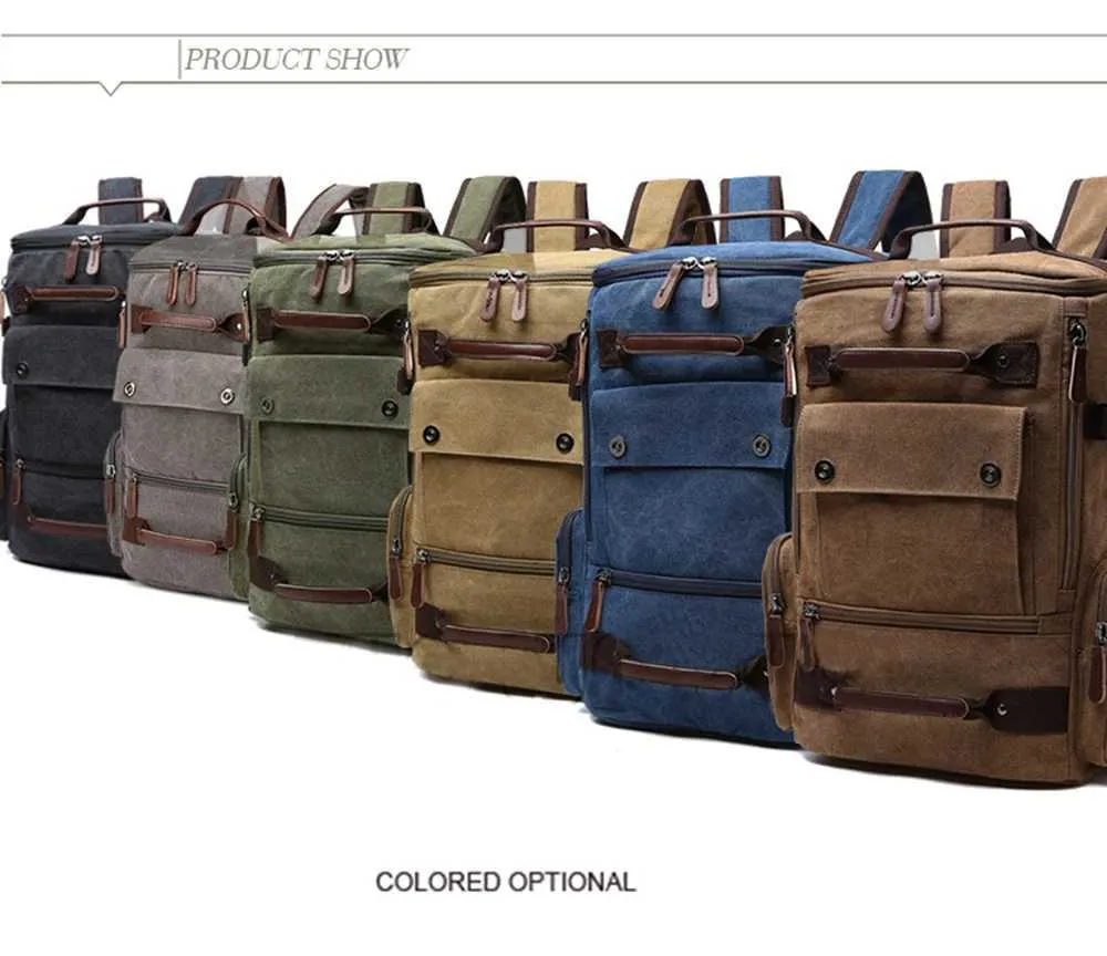 Vintage Canvas Backpack For Men Travel Laptop Rucksack Large_voghion.com