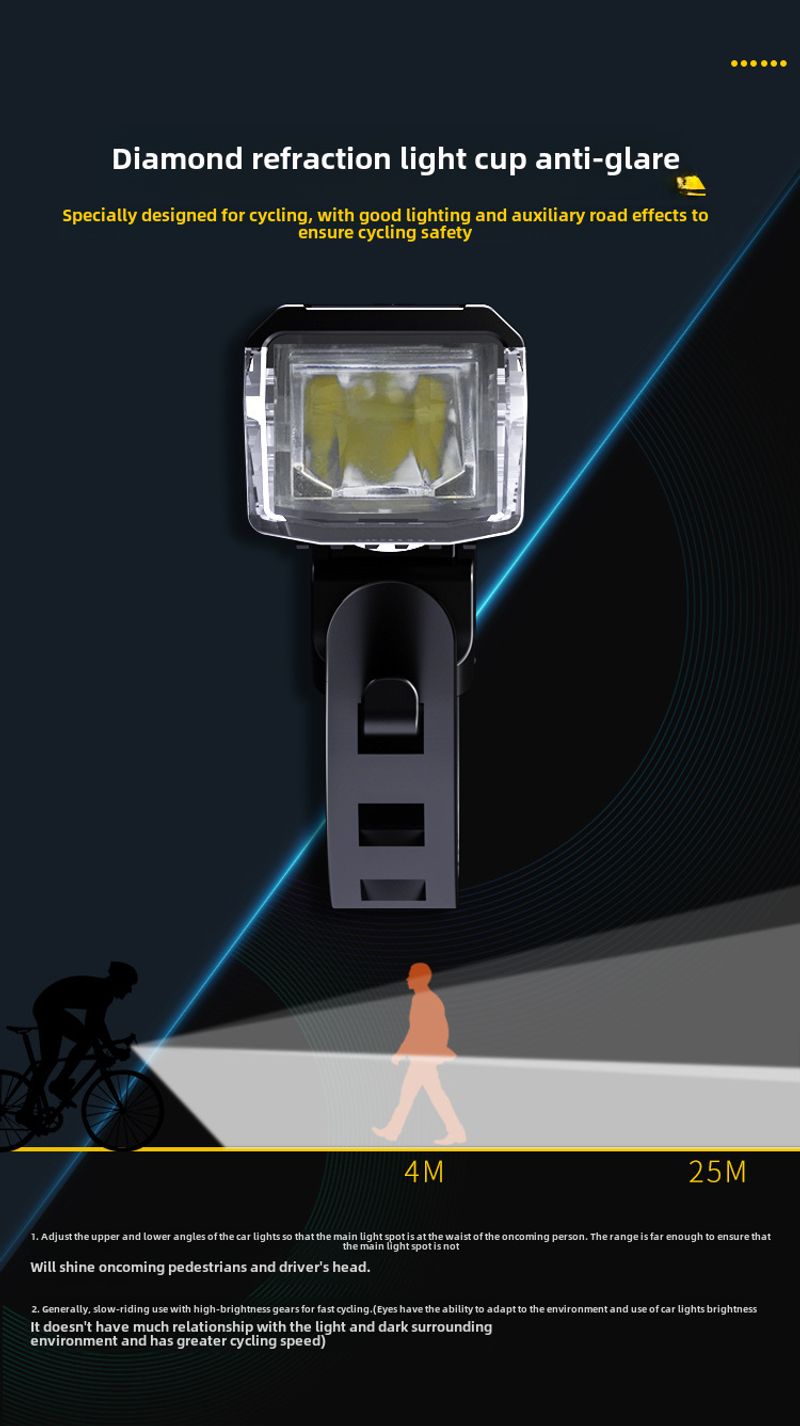 Smart lysfølende nat USB-opladning Stærkt lys lommelygte Cykellygte Tilbehør til rideudstyr_voghion.com