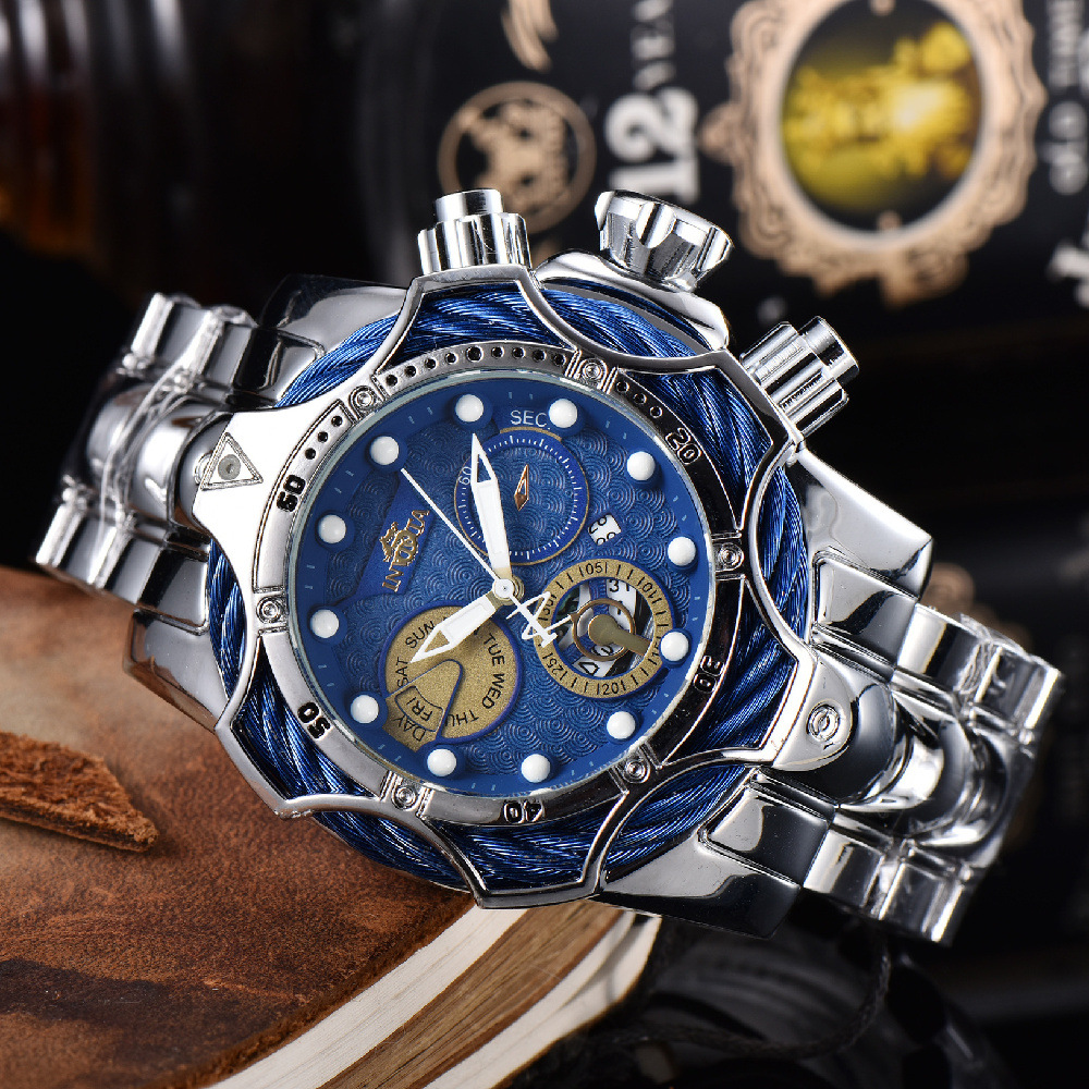 New light luxury fashion men’s large dial steel band sports watch