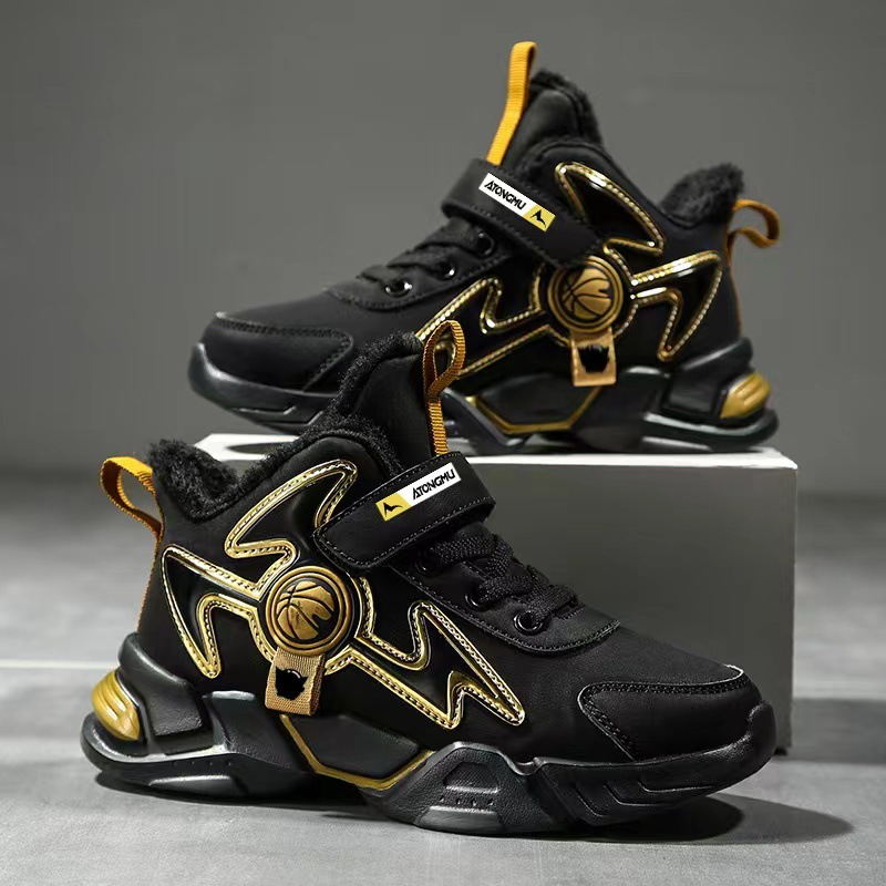 Scarpe da ragazzo Scarpe da ragazzo grandi impermeabili con top in pelle e scarpe sportive per bambini in pile