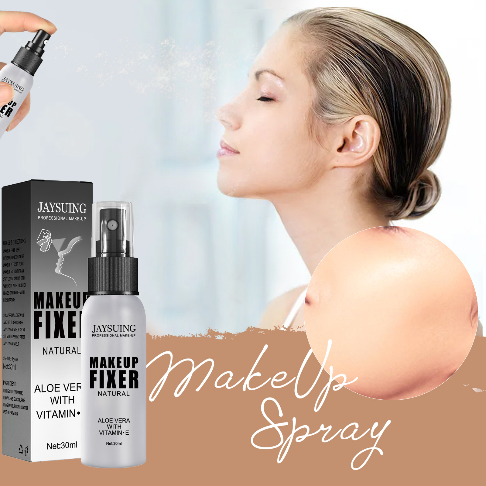 Jayswing wasserfestes, langanhaltendes Make-up-Fixierungsspray mit natürlichem Nebel und erfrischendem Effekt_voghion.com
