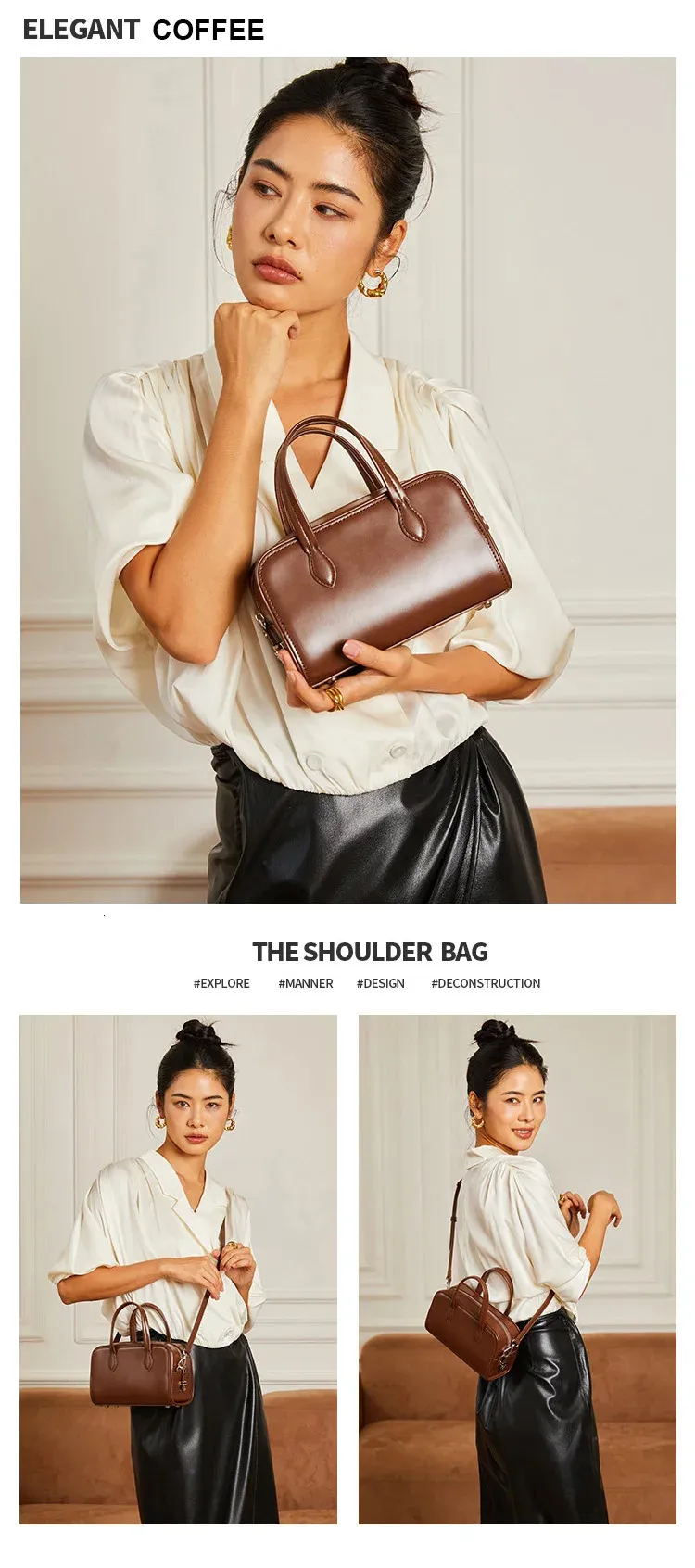 Genuine Leather Small Boston Handbag Retro Shoulder Crossbody Bag_voghion.com