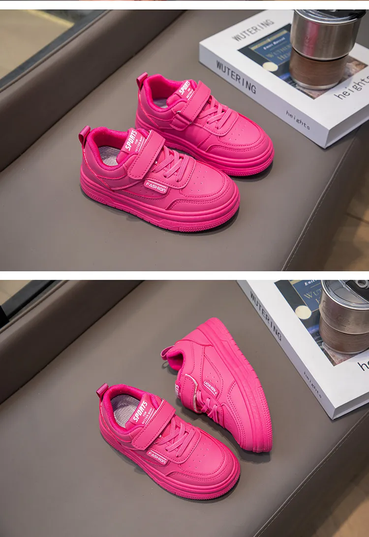 Toddler White Leather Pink Yellow Cute Girls Sneakers Littlesprouts Anti Slip Lightweight Kids Casual Board Soft Sole_voghion.com