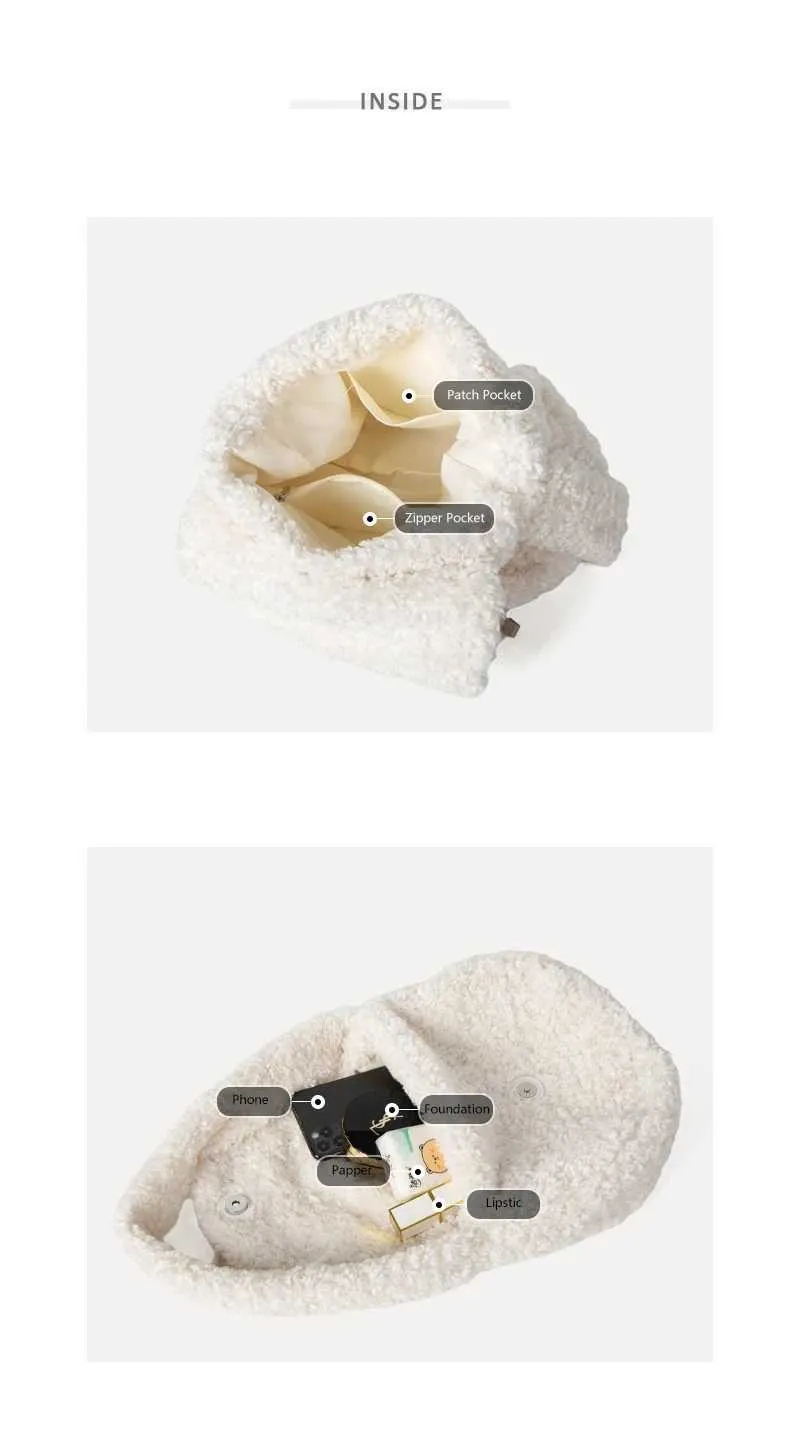 Modische Plüsch-umhängetasche Große Lammfell-handtasche Damen_voghion.com