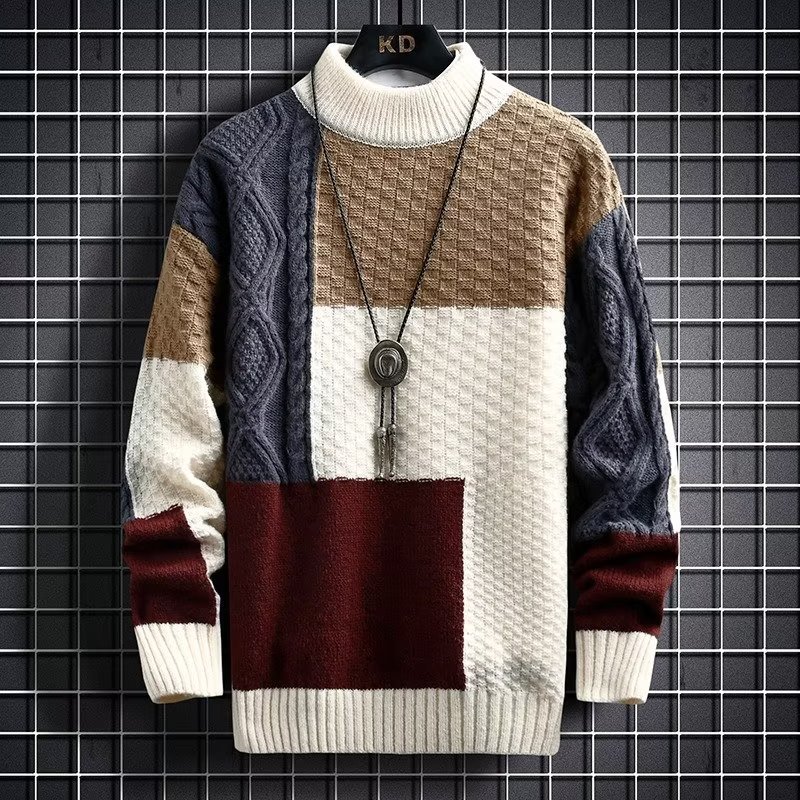 Vêtements pour hommes nouveau pull hommes automne et hiver japonais coutures épaissies style coréen pull à la mode pull à fond hommes