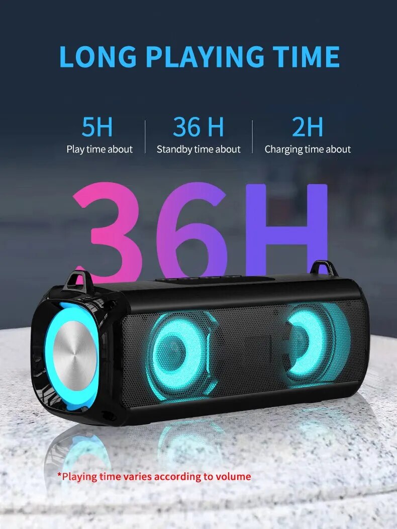 Rockmia Portable Bluetooth Speaker With Rgb Led Lights & Mic_voghion.com