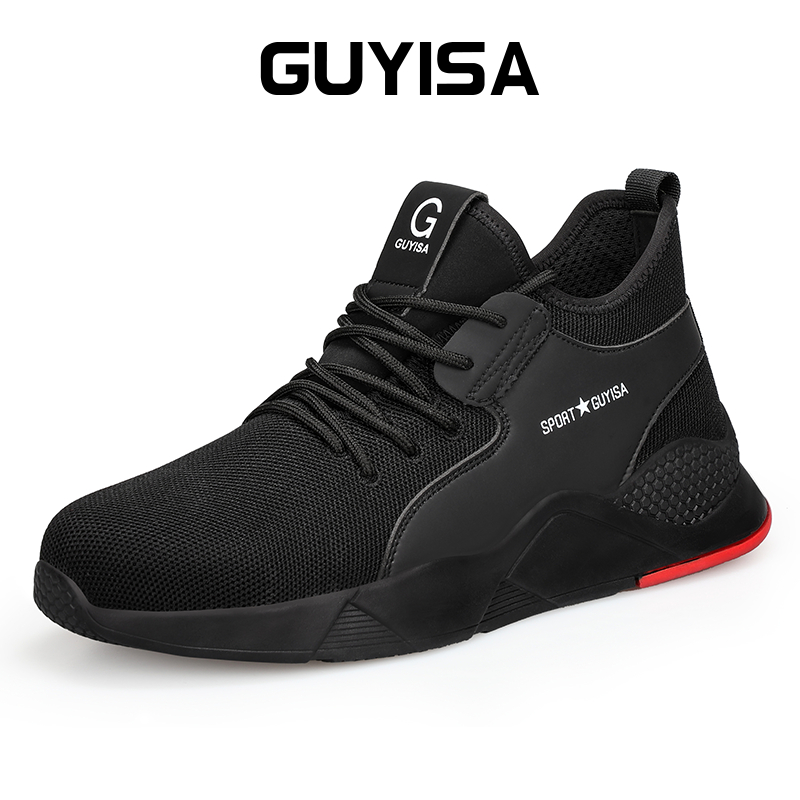 GUYISA Safety Shoes Steel Toe Black Shoe Anti-smash Anti-puncture Working Shoe 35-50 8186_voghion.com