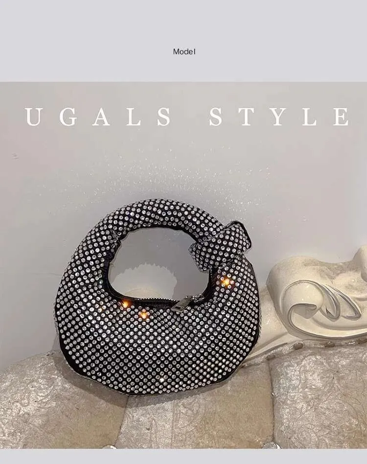 Borsa a tracolla da donna in raso con pochette da sera in cristallo lucido Dias, da sposa e da festa_voghion.com