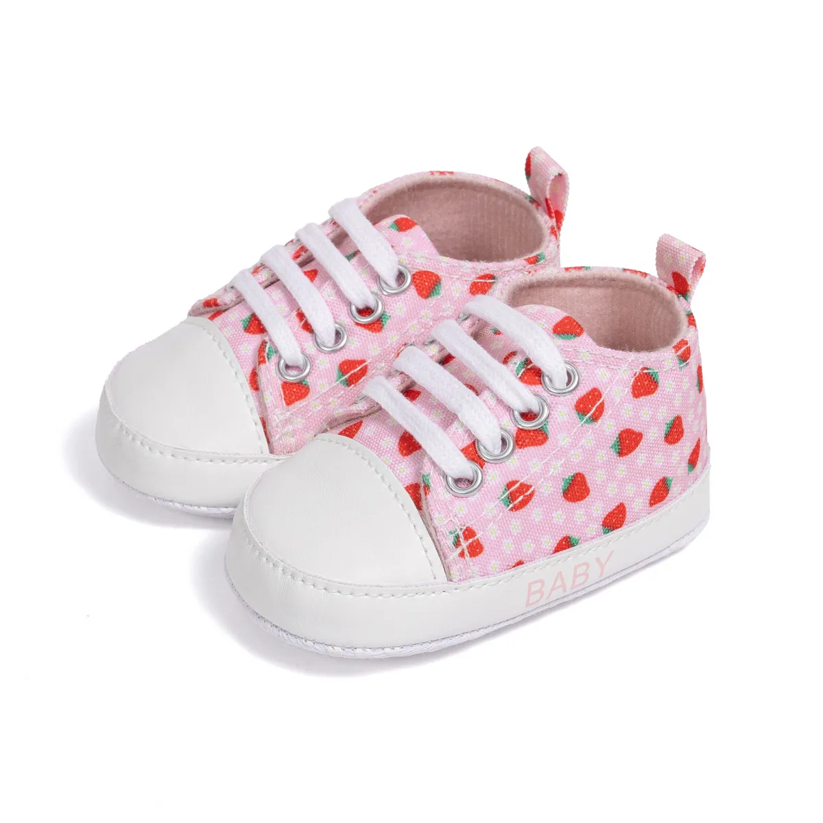 Infant Strawberry High Top Non-slip Crib Shoes For Baby Girls_voghion.com