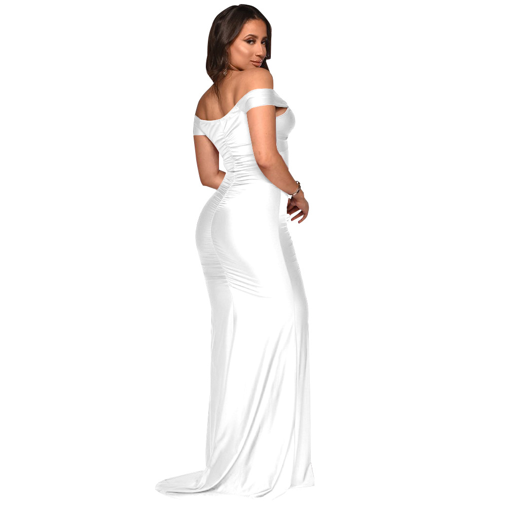 Damenkleid Mit V-ausschnitt One-shoulder-stil Und Schlitz Sommer_voghion.com