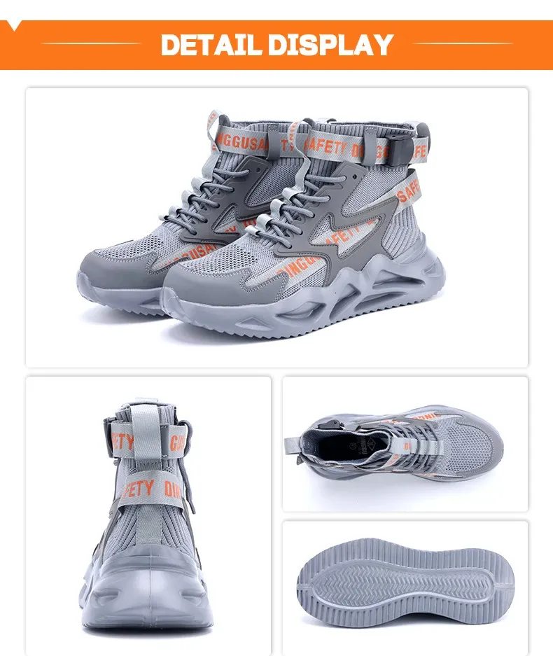 Men's Safety Boots Breathable Protective Work Footwear Steel Cap_voghion.com