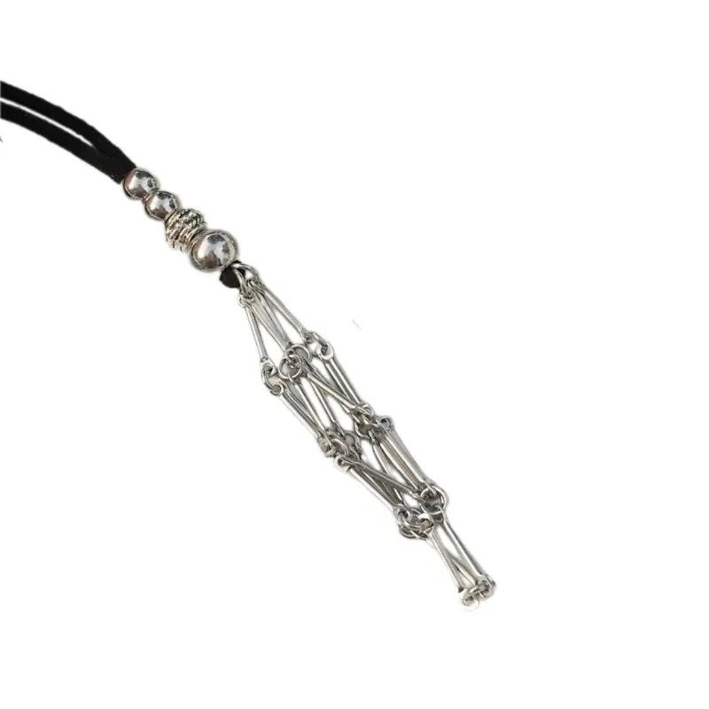 Catene Maglia Pendente Collana Regolabile Pelle Corda Cristallo Vuoto Pietra Porta Gabbia di Metallo_voghion.com