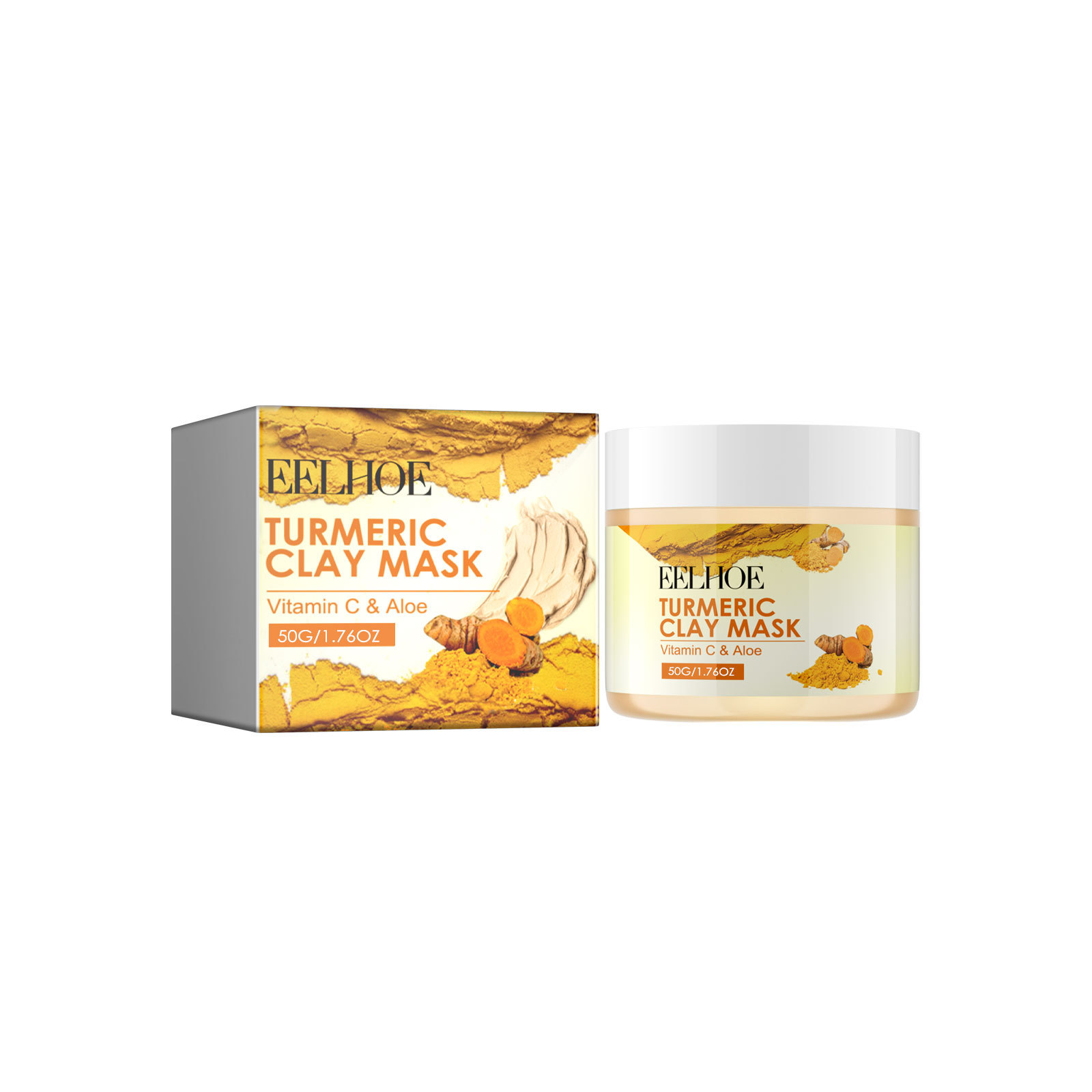 EELHOE  Deep Cleaning, Delicate Pore Skin Moisturizing, Turmeric Vitamin C Brightening Clay Mask_voghion.com
