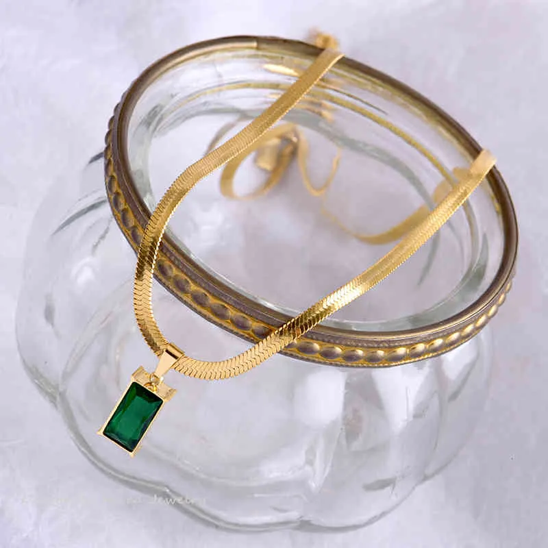 Geometrischer grüner Kristall-Hänger aus Edelstahl, sexy Schlangenknochen-Schmuck, modische Schlüsselanhänger für Frauen_voghion.com