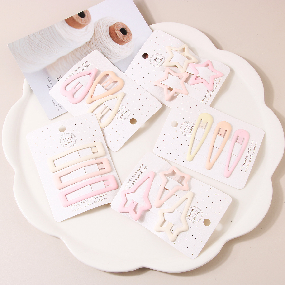 Guanyang versione coreana forcina color crema set da 3 pezzi carino dolce clip bb versatile frangia forcina accessori per capelli forcina_voghion.com