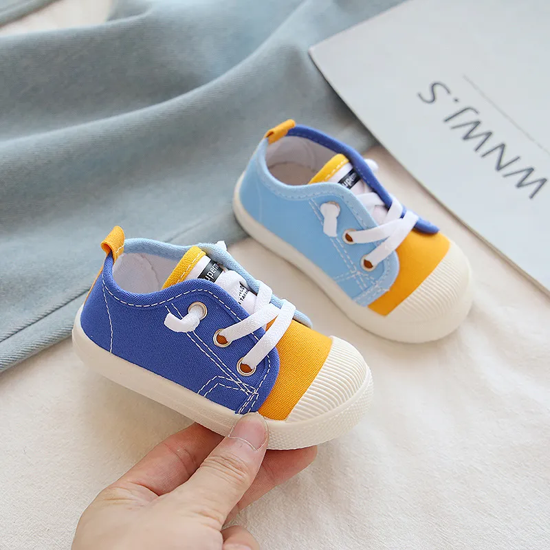 Boys Sneakers Girls Tennis Lace-up Children Footwear Toddler Yellow Chaussure ato Casual Kids Canvas Shoes Sizes_voghion.com