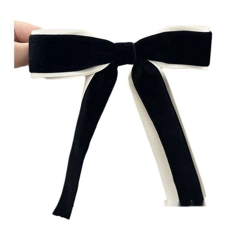Princess French Ballet Velvet Bow Rear Head Top Clip Women's Hair Accessories Travel Hairpin_voghion.com