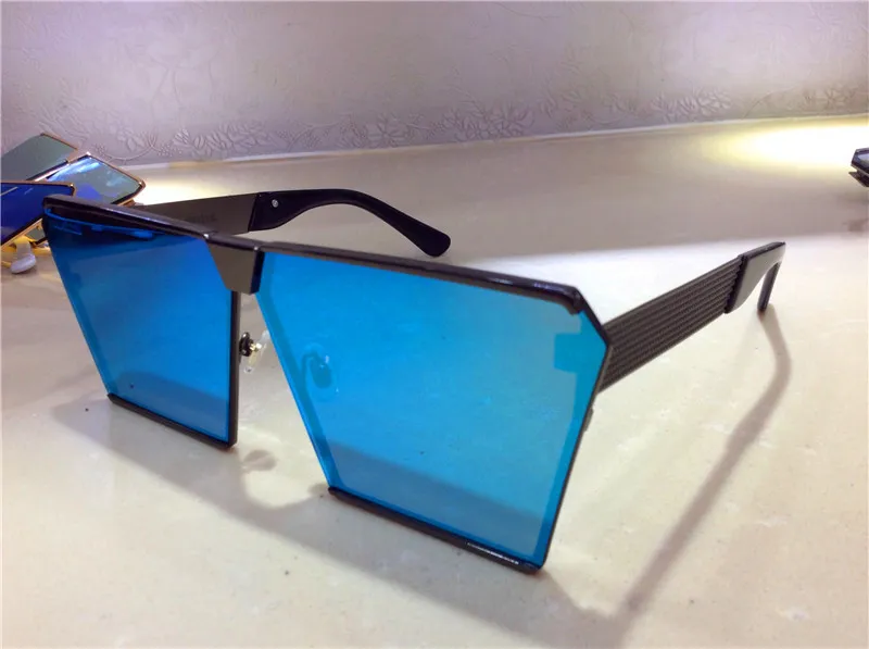 Designer Men's Square Sunglasses Oversized Shiny Mirror Lens Style_voghion.com