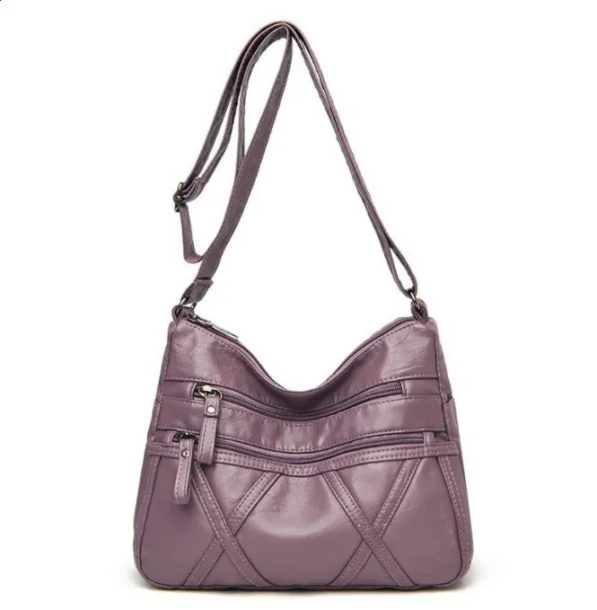 Borsa a tracolla e messenger da donna in morbida pelle grigia_voghion.com